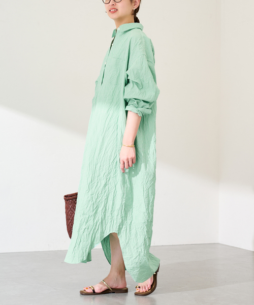 FRAMeWORK(フレームワーク)の「ワッシャーストライプシャツドレス(シャツワンピース・レディース・ネイビー/グリーン・38/36)」の13枚目の写真