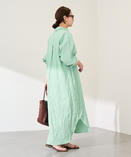 FRAMeWORK(フレームワーク)の「ワッシャーストライプシャツドレス(シャツワンピース・レディース・ネイビー/グリーン・38/36)」の14枚目の写真