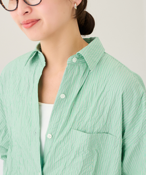 FRAMeWORK(フレームワーク)の「ワッシャーストライプシャツドレス(シャツワンピース・レディース・ネイビー/グリーン・38/36)」の16枚目の写真