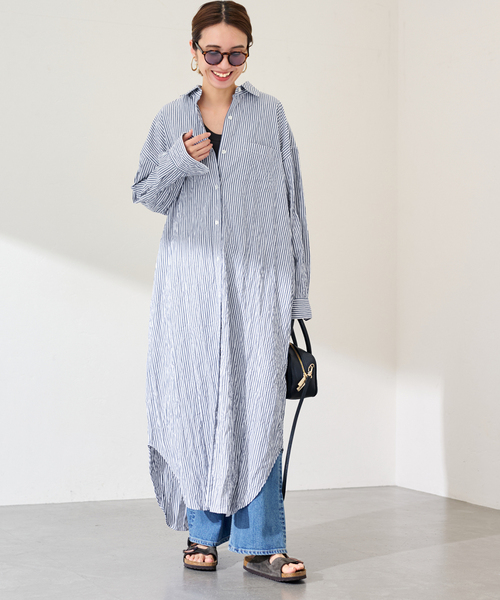 FRAMeWORK(フレームワーク)の「ワッシャーストライプシャツドレス(シャツワンピース・レディース・ネイビー/グリーン・38/36)」の19枚目の写真