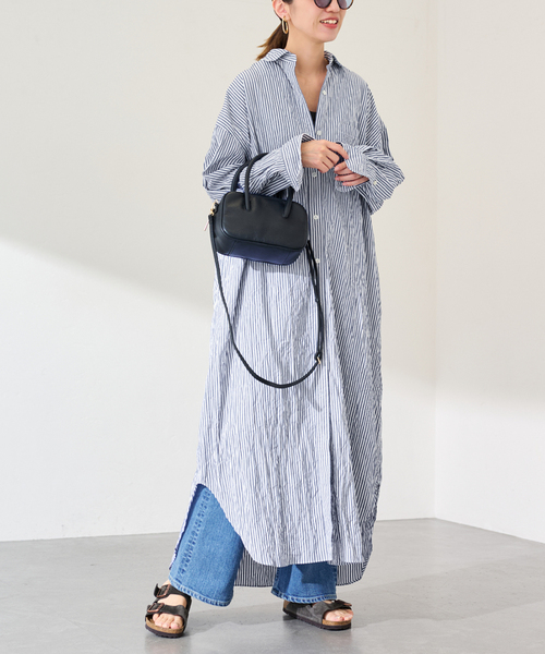 FRAMeWORK(フレームワーク)の「ワッシャーストライプシャツドレス(シャツワンピース・レディース・ネイビー/グリーン・38/36)」の20枚目の写真
