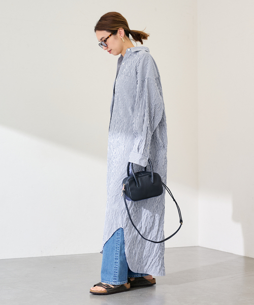 FRAMeWORK(フレームワーク)の「ワッシャーストライプシャツドレス(シャツワンピース・レディース・ネイビー/グリーン・38/36)」の21枚目の写真