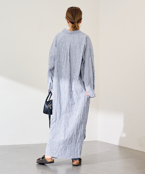 FRAMeWORK(フレームワーク)の「ワッシャーストライプシャツドレス(シャツワンピース・レディース・ネイビー/グリーン・38/36)」の22枚目の写真