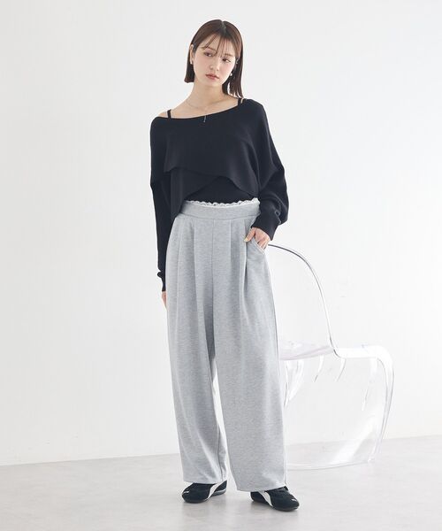 earth music&ecology(アースミュージックアンドエコロジー)の「レースレイヤード風スウェットパンツ(その他パンツ・レディース・ホワイト系その他/杢グレー・FREE)」の8枚目の写真