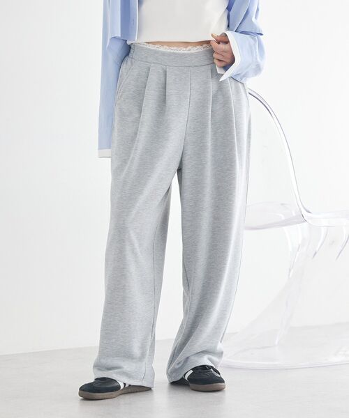 earth music&ecology(アースミュージックアンドエコロジー)の「レースレイヤード風スウェットパンツ(その他パンツ・レディース・ホワイト系その他/杢グレー・FREE)」の9枚目の写真