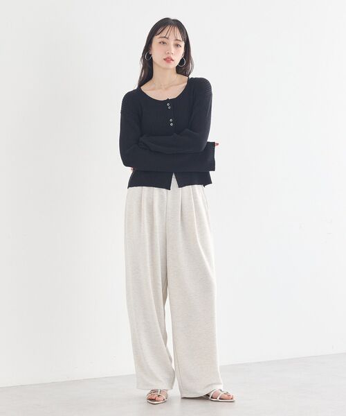 earth music&ecology(アースミュージックアンドエコロジー)の「レースレイヤード風スウェットパンツ(その他パンツ・レディース・ホワイト系その他/杢グレー・FREE)」の5枚目の写真