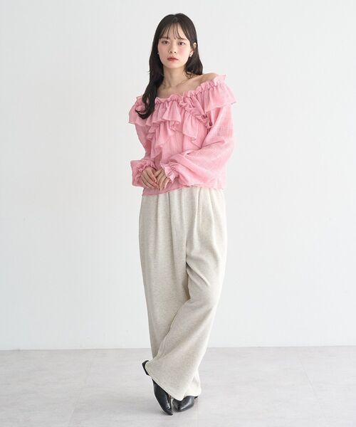 earth music&ecology(アースミュージックアンドエコロジー)の「レースレイヤード風スウェットパンツ(その他パンツ・レディース・ホワイト系その他/杢グレー・FREE)」の11枚目の写真