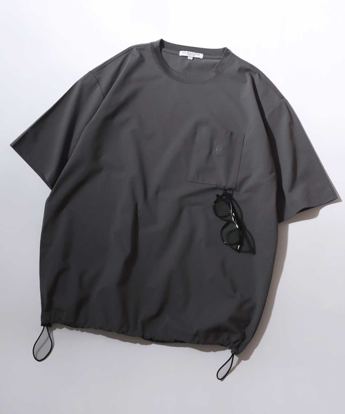 U.S. POLO ASSN.(ユーエスポロアッスン)の「U.S. POLO ASSN./ユーエスポロアッスン 別注 ドットメッシュ 吸水速乾 UVカット ストレッチ オーバーサイズ ワンポイント刺繍 ドローコード 半袖Tシャツ レディース メンズ(Tシャツ/カットソー・メンズ・ホワイト/ライトグレー/ブラック/チャコール・M/L/LL)」の4枚目の写真