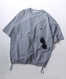 SITRY（シトリー）の「U.S. POLO ASSN./ユーエスポロアッスン 別注 ドットメッシュ 吸水速乾 UVカット ストレッチ オーバーサイズ ワンポイント刺繍 ドローコード 半袖Tシャツ レディース メンズ（Tシャツ/カットソー）」