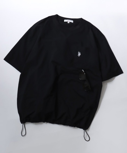 U.S. POLO ASSN.(ユーエスポロアッスン)の「U.S. POLO ASSN./ユーエスポロアッスン 別注 ドットメッシュ 吸水速乾 UVカット ストレッチ オーバーサイズ ワンポイント刺繍 ドローコード 半袖Tシャツ レディース メンズ(Tシャツ/カットソー・メンズ・ホワイト/ライトグレー/ブラック/チャコール・M/L/LL)」の1枚目の写真