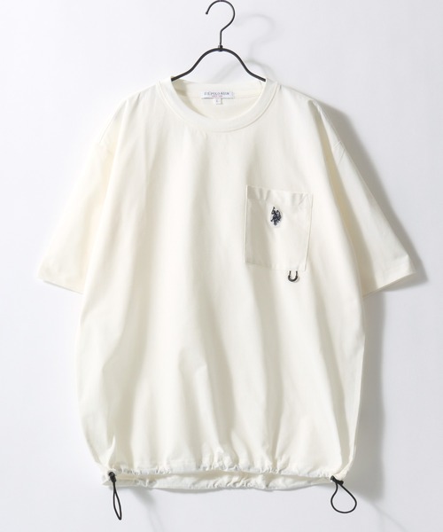 U.S. POLO ASSN.(ユーエスポロアッスン)の「U.S. POLO ASSN./ユーエスポロアッスン 別注 ドットメッシュ 吸水速乾 UVカット ストレッチ オーバーサイズ ワンポイント刺繍 ドローコード 半袖Tシャツ レディース メンズ(Tシャツ/カットソー・メンズ・ホワイト/ライトグレー/ブラック/チャコール・M/L/LL)」の6枚目の写真