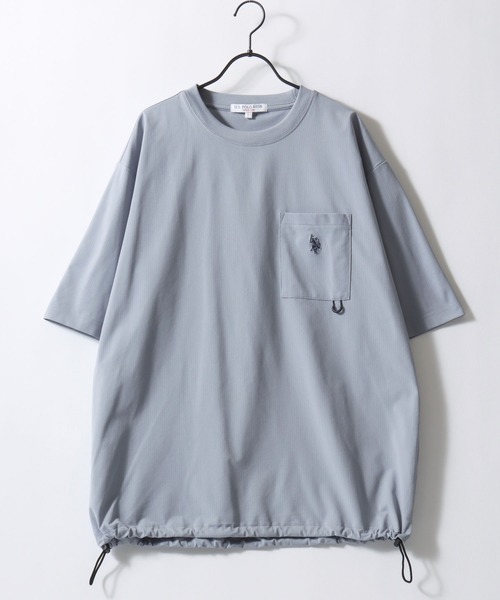 U.S. POLO ASSN.(ユーエスポロアッスン)の「U.S. POLO ASSN./ユーエスポロアッスン 別注 ドットメッシュ 吸水速乾 UVカット ストレッチ オーバーサイズ ワンポイント刺繍 ドローコード 半袖Tシャツ レディース メンズ(Tシャツ/カットソー・メンズ・ホワイト/ライトグレー/ブラック/チャコール・M/L/LL)」の18枚目の写真