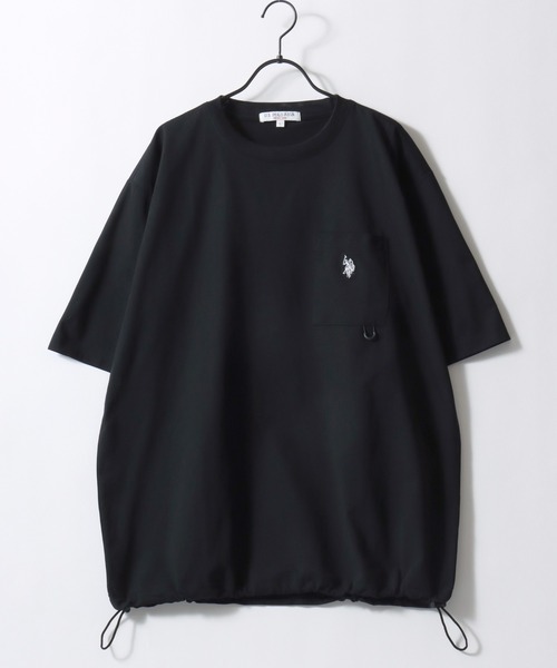 U.S. POLO ASSN.(ユーエスポロアッスン)の「U.S. POLO ASSN./ユーエスポロアッスン 別注 ドットメッシュ 吸水速乾 UVカット ストレッチ オーバーサイズ ワンポイント刺繍 ドローコード 半袖Tシャツ レディース メンズ(Tシャツ/カットソー・メンズ・ホワイト/ライトグレー/ブラック/チャコール・M/L/LL)」の5枚目の写真