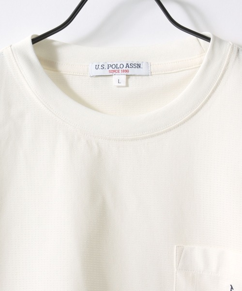 U.S. POLO ASSN.(ユーエスポロアッスン)の「U.S. POLO ASSN./ユーエスポロアッスン 別注 ドットメッシュ 吸水速乾 UVカット ストレッチ オーバーサイズ ワンポイント刺繍 ドローコード 半袖Tシャツ レディース メンズ(Tシャツ/カットソー・メンズ・ホワイト/ライトグレー/ブラック/チャコール・M/L/LL)」の16枚目の写真