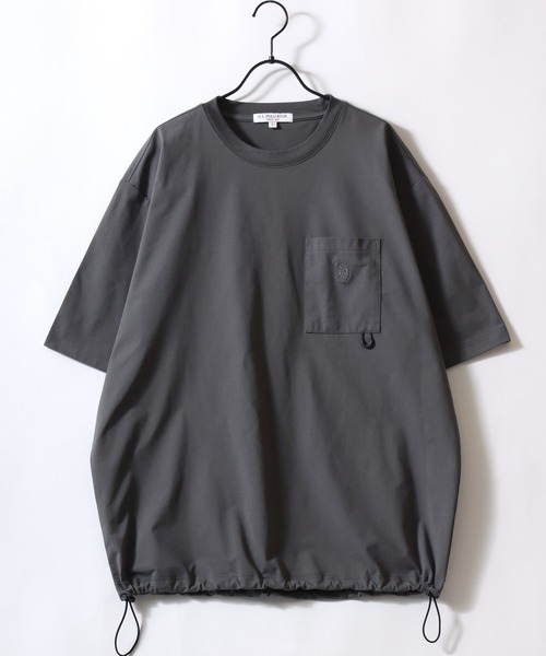 U.S. POLO ASSN.(ユーエスポロアッスン)の「U.S. POLO ASSN./ユーエスポロアッスン 別注 ドットメッシュ 吸水速乾 UVカット ストレッチ オーバーサイズ ワンポイント刺繍 ドローコード 半袖Tシャツ レディース メンズ(Tシャツ/カットソー・メンズ・ホワイト/ライトグレー/ブラック/チャコール・M/L/LL)」の19枚目の写真
