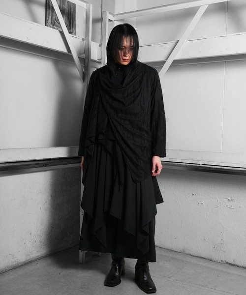 Ruze（ルゼ）の「Overlap damage cardigan/オーバーラップダメージカーディガン（カーディガン/ボレロ・メンズ・ブラック・FREE）」の2枚目の写真