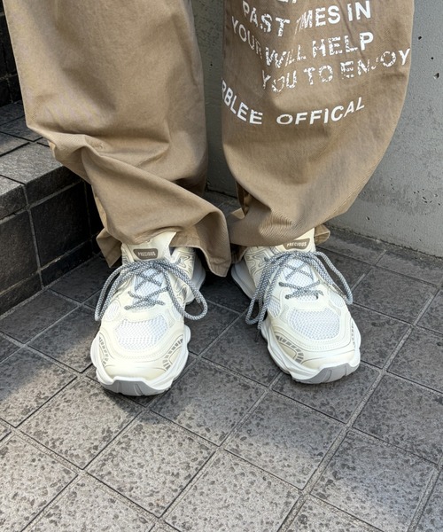 link lot（リンクロット）の「厚底配色スニーカー（スニーカー・メンズ・アイボリー/ブラック・L/M/S）」の3枚目の写真