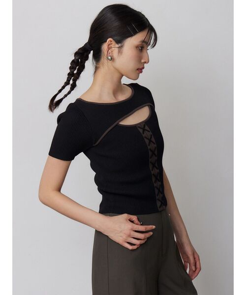 MURUA(ムルーア)の「レースアップカットアウトニット 夏服(ニット/セーター・レディース・ブラウン/その他2/ブラック・FREE)」の8枚目の写真