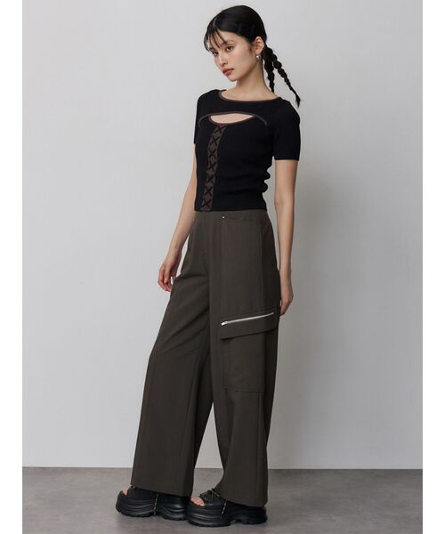 MURUA(ムルーア)の「レースアップカットアウトニット 夏服(ニット/セーター・レディース・ブラウン/その他2/ブラック・FREE)」の11枚目の写真