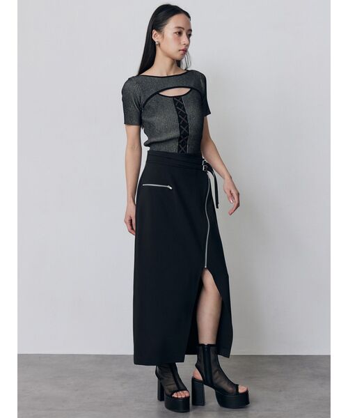 MURUA(ムルーア)の「レースアップカットアウトニット 夏服(ニット/セーター・レディース・ブラウン/その他2/ブラック・FREE)」の19枚目の写真