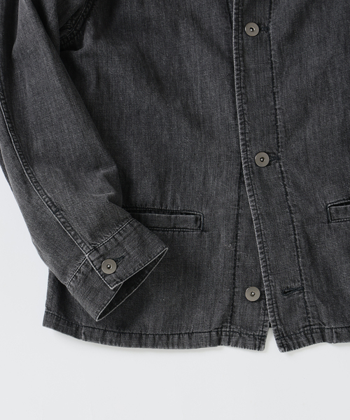 seya.(セヤ)の「SEYA.(セヤ) 別注 DOCK JACKET LINEN DENIM(デニムジャケット・メンズ・ブラック・4/3)」の6枚目の写真