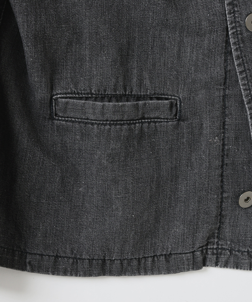 seya.(セヤ)の「SEYA.(セヤ) 別注 DOCK JACKET LINEN DENIM(デニムジャケット・メンズ・ブラック・4/3)」の9枚目の写真