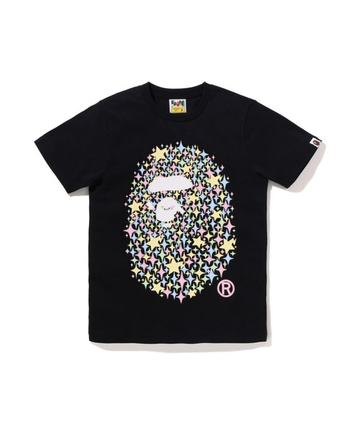 A BATHING APE(アベイシングエイプ)の「BLING STAR GLITTER APE HEAD TEE(Tシャツ/カットソー・レディース・ブラック/ホワイト・SMALL/X-SMALL/MEDIUM/XX-SMALL)」の1枚目の写真