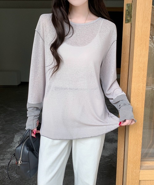 by LEGNA(バイレグナ)の「シアー配色ロンT(Tシャツ/カットソー・レディース・アイボリー/ブラック/グレー/チャコール・LARGE/MEDIUM)」の12枚目の写真