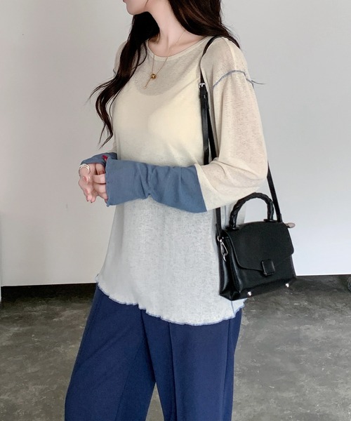 by LEGNA(バイレグナ)の「シアー配色ロンT(Tシャツ/カットソー・レディース・アイボリー/ブラック/グレー/チャコール・LARGE/MEDIUM)」の20枚目の写真