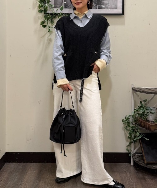 SOMETHING（サムシング）の「【SOMETHING】LISA レースアップワイド (ハイライズ / ベイカーポケット / ワークテイスト)（デニムパンツ・レディース・ホワイト・M）」の18枚目の写真