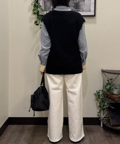 SOMETHING（サムシング）の「【SOMETHING】LISA レースアップワイド (ハイライズ / ベイカーポケット / ワークテイスト)（デニムパンツ・レディース・ホワイト・M）」の20枚目の写真