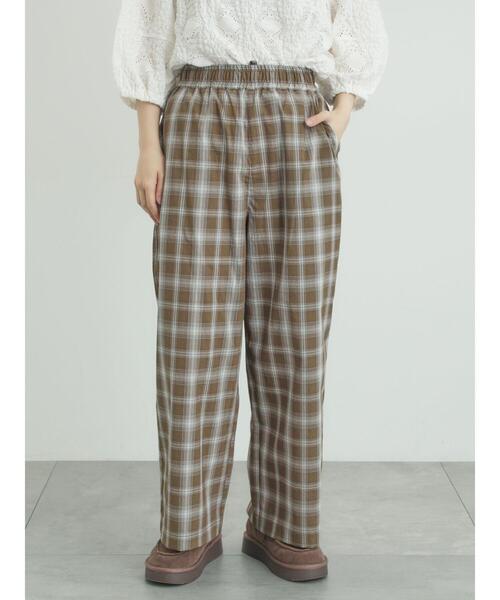 Samansa Mos2（サマンサ モスモス）の「(セットアップ可)ストレートパンツ（その他パンツ・レディース・チェック/ベージュ/ブラック・ﾌﾘｰ(M)/ﾌﾘｰ(L)）」の3枚目の写真