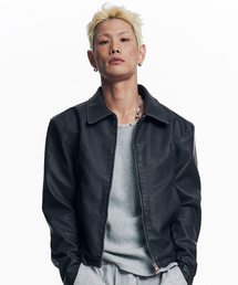 EASY NO EASY（イージーノーイージー）の「ウォッシュドレザー クロップジャケット - ブラック（ライダースジャケット）」