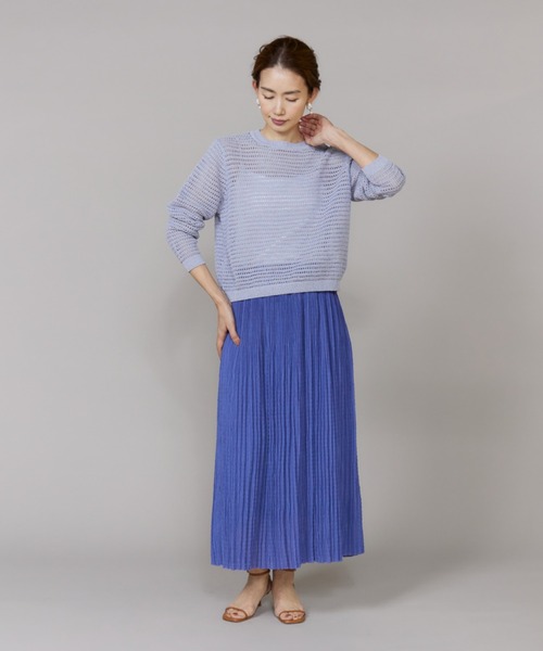 LE SOUK（ルスーク）の「透かし柄ボートネックプルオーバー（ニット/セーター・レディース・イエロー/ラベンダー/グレー系その他・フリー）」の4枚目の写真