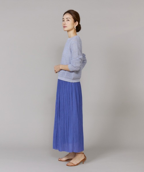 LE SOUK（ルスーク）の「透かし柄ボートネックプルオーバー（ニット/セーター・レディース・イエロー/ラベンダー/グレー系その他・フリー）」の5枚目の写真