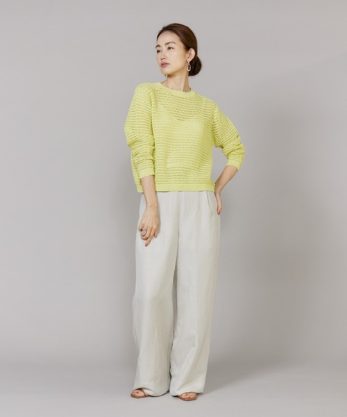 LE SOUK（ルスーク）の「透かし柄ボートネックプルオーバー（ニット/セーター・レディース・イエロー/ラベンダー/グレー系その他・フリー）」の9枚目の写真