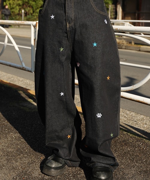 HOOK(フック)の「HOOK -select- 刺繍カーブワイドデニムパンツ(デニムパンツ・メンズ・ブラック・S/M/L)」の14枚目の写真