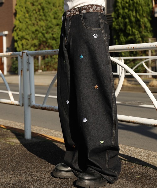 HOOK(フック)の「HOOK -select- 刺繍カーブワイドデニムパンツ(デニムパンツ・メンズ・ブラック・S/M/L)」の15枚目の写真