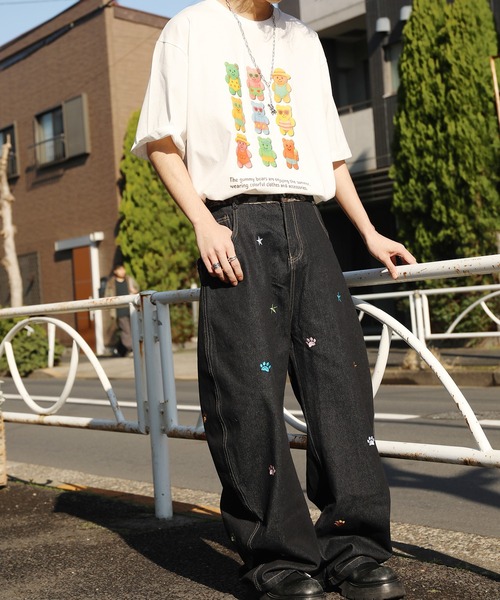 HOOK(フック)の「HOOK -select- 刺繍カーブワイドデニムパンツ(デニムパンツ・メンズ・ブラック・S/M/L)」の17枚目の写真