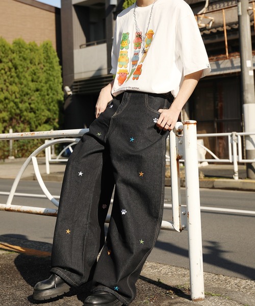 HOOK(フック)の「HOOK -select- 刺繍カーブワイドデニムパンツ(デニムパンツ・メンズ・ブラック・S/M/L)」の18枚目の写真