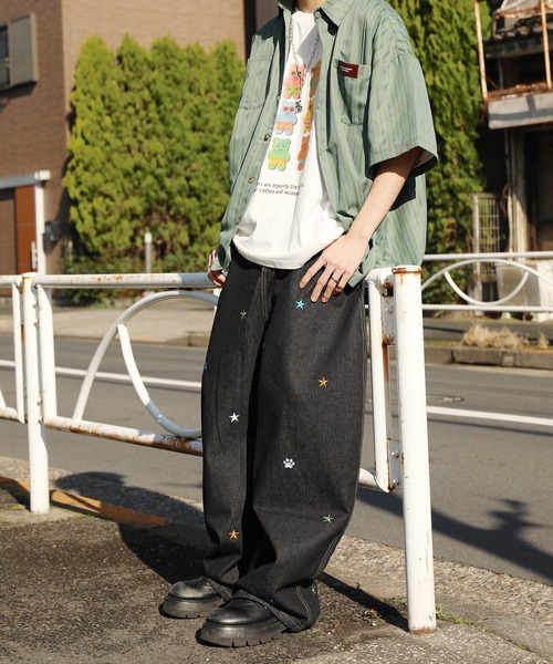 HOOK(フック)の「HOOK -select- 刺繍カーブワイドデニムパンツ(デニムパンツ・メンズ・ブラック・S/M/L)」の20枚目の写真