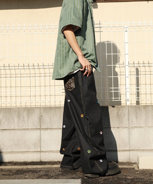 HOOK(フック)の「HOOK -select- 刺繍カーブワイドデニムパンツ(デニムパンツ・メンズ・ブラック・S/M/L)」の22枚目の写真
