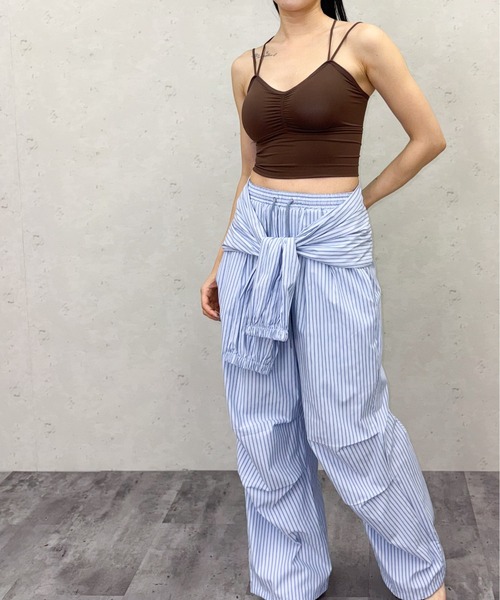 Per sist ence(パーシエンス)の「冷感 Wストラップ バッククロスブラトップ(キャミソール・レディース・ブラック/アイボリー/ブラウン・ONE SIZE)」の8枚目の写真