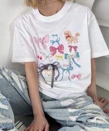ファンシーリボンプリント半袖Tシャツ