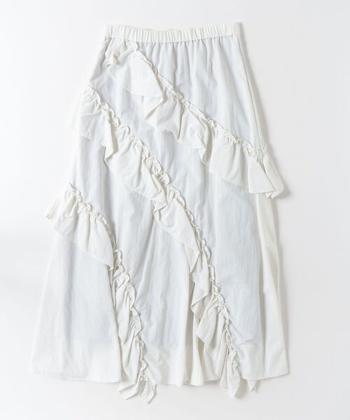 Ray BEAMS（レイビームス）の「アシメラッフルフレアーSK（スカート・レディース・ホワイト/ブラック・1/0）」の3枚目の写真