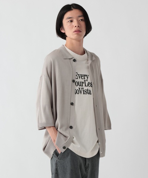 GEORGE'S(ジョージズ)の「ポロニットカーデ(カーディガン/ボレロ・メンズ・ライトグレー/ネイビー/オレンジ・MEDIUM/LARGE)」の1枚目の写真