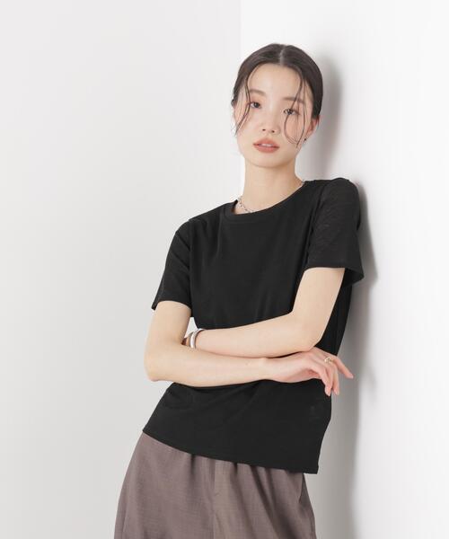 NANO universe（ナノユニバース）の「スラブシアー半袖Tシャツ（Tシャツ/カットソー・レディース・ブラック/ブラウン/ホワイト・FREE）」の8枚目の写真