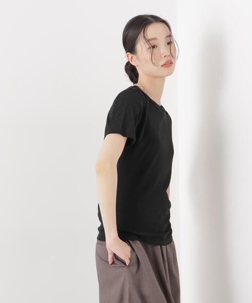 NANO universe（ナノユニバース）の「スラブシアー半袖Tシャツ（Tシャツ/カットソー・レディース・ブラック/ブラウン/ホワイト・FREE）」の11枚目の写真