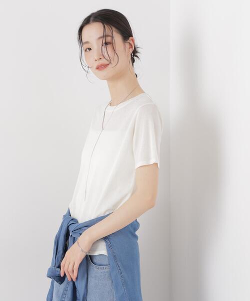 NANO universe（ナノユニバース）の「スラブシアー半袖Tシャツ（Tシャツ/カットソー・レディース・ブラック/ブラウン/ホワイト・FREE）」の20枚目の写真