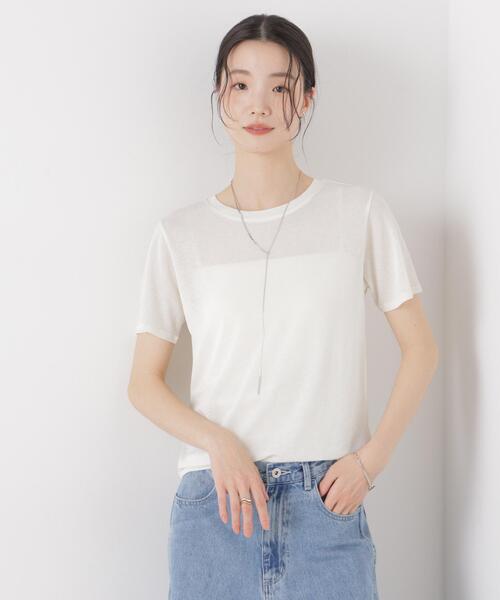NANO universe（ナノユニバース）の「スラブシアー半袖Tシャツ（Tシャツ/カットソー・レディース・ブラック/ブラウン/ホワイト・FREE）」の21枚目の写真